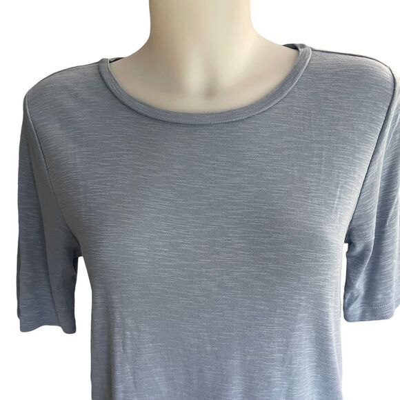 J.JILL PIMA COTTON SLUB TUNIC TOP ROBIN’s Egg Blue round neck short sleeve sz S - Picture 2 of 9